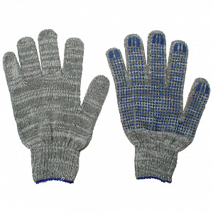 Перчатки х/б 7,5 кл. СТАНДАРТ с ПВХ ТОЧКА 36-40гр.130 текс, серые