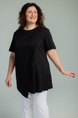 Блуза со складками PLUS SIZE, черная  в Екатеринбурге