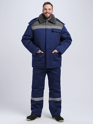 Куртка зимняя Квайл NEW (тк.Смесовая,210), т.синий/серый