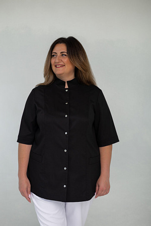 Блуза на кнопках PLUS SIZE, черная  в Екатеринбурге
