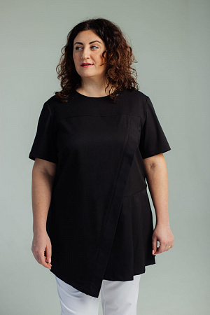 Блуза со складками PLUS SIZE, черная  в Екатеринбурге 0