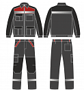Костюм ProfLineBase-1 (тк.Твил,210) брюки, т.серый/черный/красный