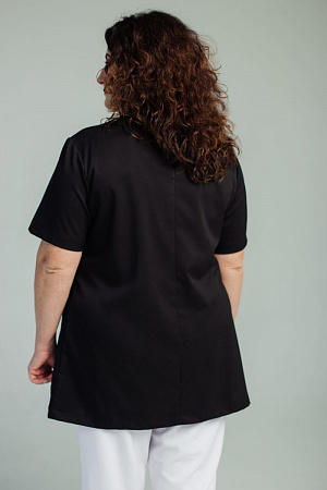 Блуза со складками PLUS SIZE, черная  в Екатеринбурге 1