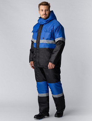 Костюм зимний Мегрес-2 СОП (тк.OxLine,90) п/к, васильковый/черный Факел Спецодежда в Екатеринбурге 20