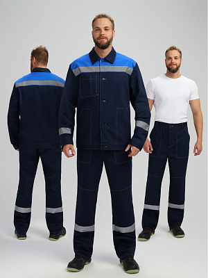 Костюм Лигор-1 СОП (тк.Саржа,250) брюки, т.синий/васильковый Факел Спецодежда в Екатеринбурге